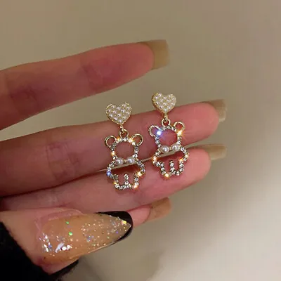 £3.62 • Buy Cute Bear Rabbit Drop Earrings Ear Stud Cubic Zircon Animal Women Jewelry Gifts