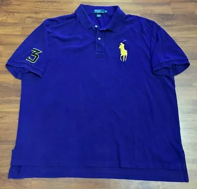Polo Ralph Lauren Vintage Big Pony Short Sleeve Shirt Purple Size 3XB Rugby Golf • $29.99