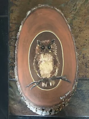 Vintage Wooden Hand Painted Plaque Owl Wall Décor Signed 13  • $21.99