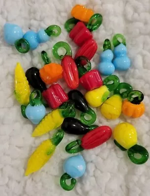 Lot Vegetable Handmade Lampwork Beads Glass Mixed Murano Style 24 Pieces • $6.50