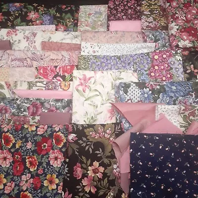 Quilting Fabric 4 Lb Lot Pink Floral Flowers Garden Quilt Vintage Cotton Sewing  • $39.99
