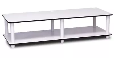 TV Stand White Wide Table Low Functional Modern Sturdy Entertainment Center DVD • $48.20