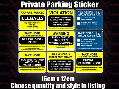 £6.99 • Buy NO Parking Resident Cars Will Be Clamped Disabled Private Sticker MULTI LISTING