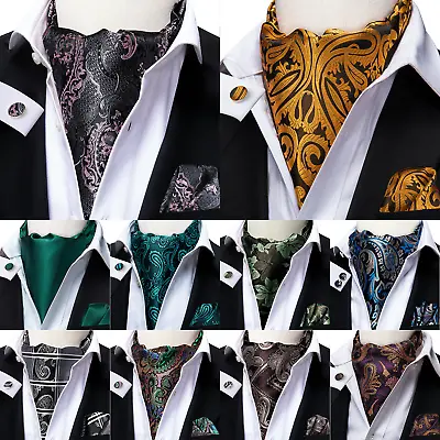 USA Paisley Mens Tie Silk Necktie Hanky Cufflinks Set Ascot Cravat Party Wedding • $10.99