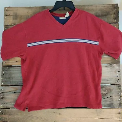 St John's Bay T Shirt Adult Large Red Vintage 90s Style Blue Stripe • $8.77