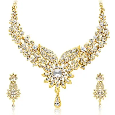 $29.66 • Buy Indian Bollywood Style Fabulous Gold Plated AD Necklace Set For Women