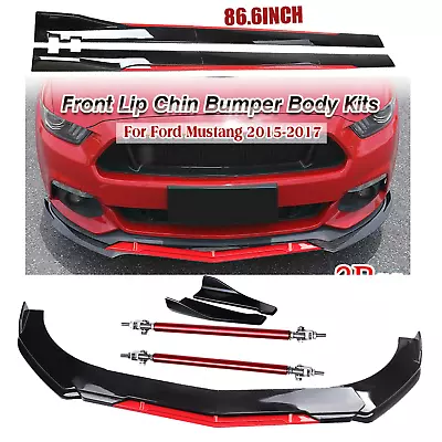 Front Bumper Lip Splitter Spoiler 86.6Side Skirt Body Kit For Ford Mustang 2 • $99.99