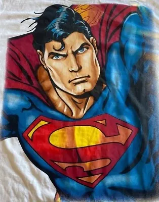 Large Print Superman Short Sleeve T-Shirt - TM & DC Comics Size 2XL White VTG • $19.98
