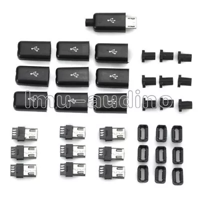 10/50/100PCS DIY Micro USB Male Plug Connectors Kit With Plastic Cover Covers • $1.46