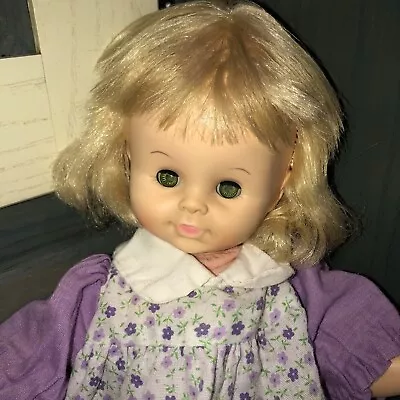 Effanbee Vintage 1970 No. 9370 Vinyl & Cloth Baby Doll Sleep Eyes Crier Blond • $14.39