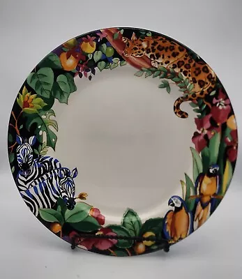 Rain Forest Vitromaster 1993 Sue Zipkin Zebras Leppard Parrots Chop 12  Plate • $24.99