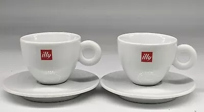 Set 2 Illy Cappuccino Coffee Cup & Saucer W/ Logo PRISTINE • £29.19