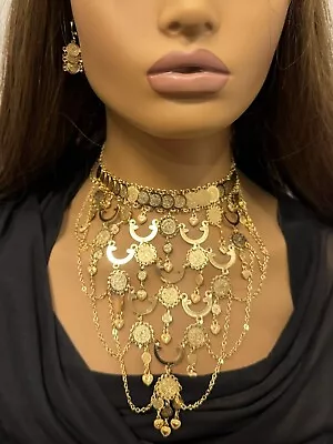 Lira Gold Jewelry Set Gold Coin Jewelry Set Middle East Jewelry Arab Jewelry • $80.42