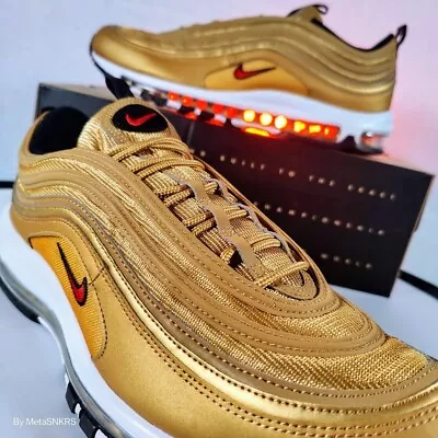 Nike Air Max 97 OG Men US 12 Golden Bullet White Red Black Retro Run Sport Style • $126