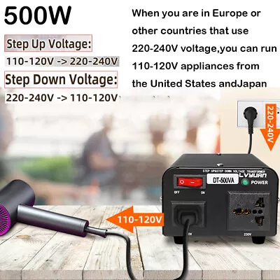 Home 500W Voltage Converter Transformer 110V To 220V 220V To 110V Step Up & Down • $33.99
