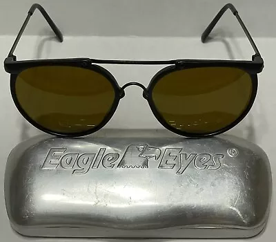 Vintage Eagle Eyes Aviator Sunglasses In Original Metallic Logo Case • $59.96