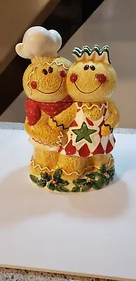 Lang Gingerbread Couple Cookie Jar Porcelain 2011 Christmas Excellent • $13.90