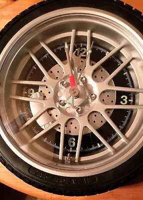 Tire Wheel Shaped Wall Clock Mechanic Garage  Decor Works 10.5  Car Auto Time • $34.99