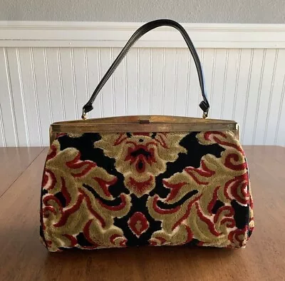 Vintage Velvet Top Handle Carpet Bag Purse • $38