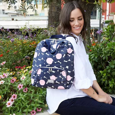 Earth Squared Fair Trade Oil Cloth Backpack Rucksack Bag Florence Navy Blue • £49.99