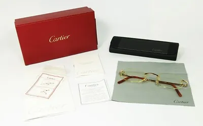 $549 • Buy Nos Vintage Eyeglasses Cartier T8100572 Titanium Chrome Gold Rimless Frame Oval