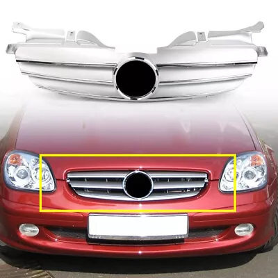 Front Upper Grill For R170 W170 AMG SLK-Class 98-04 Mercedes Benz  3 Fin Silver • $111.68