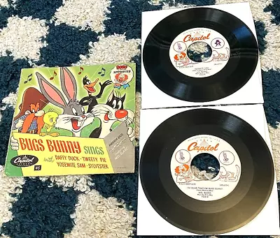 Bugs Bunny Sings 2x 45 W/cover Capitol/US CBSF-3077 Mel Blanc Looney Tunes Bozo • $15.99