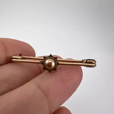 Vintage Men’s Rose Rolled Gold Star Tie Bar Collar Bar Pin Brooch • £19.98