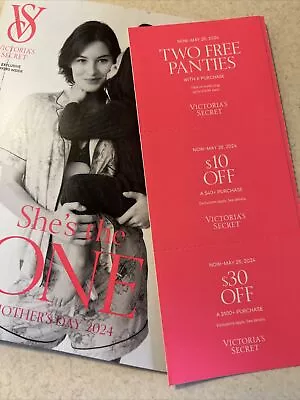 PINK Victoria Secret Coupons 2 Panties W/purchase $10 Off $40 $30 Off $100 5/26 • $12