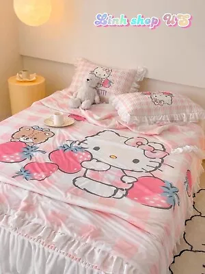 Quilt Thick Hello Kitty Mattress Cover Summer Cool Down Soft Bed And Pillows • £340.59