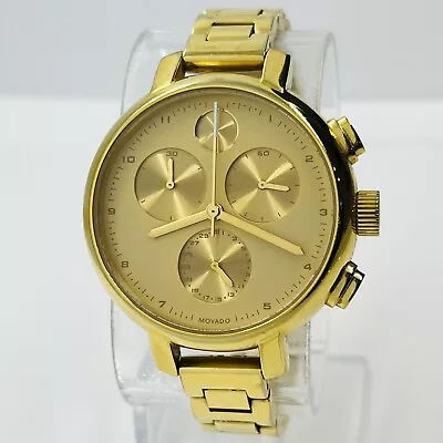 Movado Women's BOLD Chronograph Gold Stainless Steel Swiss 34mm Watch 3600239 • $250