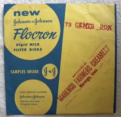 1959 Marengo Iowa IA Farmers Creamery Flocron Milk Filter Disks • $10.99