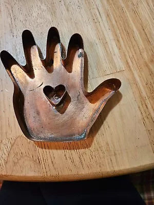 Vtg Michael Bonne Copper Cookie Cutter/Hand And Heart ! Signed. • $70