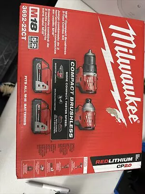 Milwaukee 3692-22CT M18 18V Lithium-Ion Brushless Compact Drill/Impact Combo Kit • $153.50