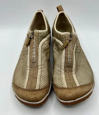Merrell Women Sneaker Shoes Lorelei Zip Deep Beige Leather Size 9 • $25