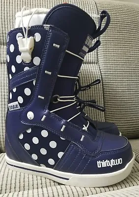 ThirtyTwo 86 Fast Track Womens Snowboard Boots Purple White Polka Dot Size 5 • $83.99