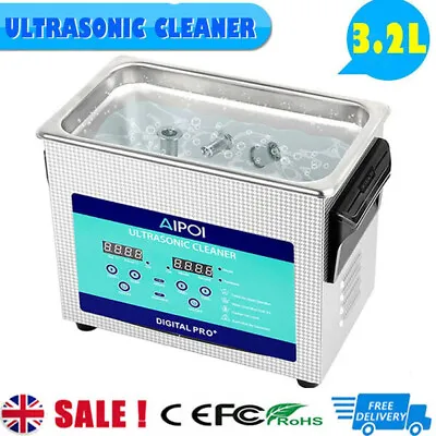 Ultrasonic Cleaner 120W Digital Display Heating Basket Ultrasonic Bath 3.2L • £111.66