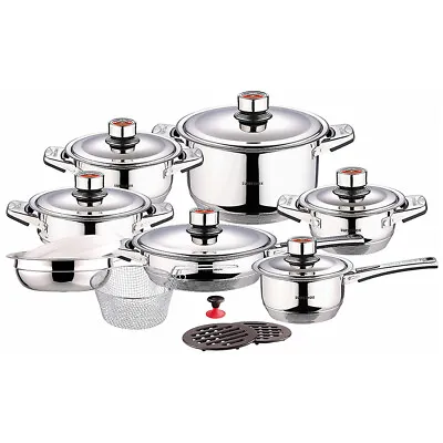 $159.98 • Buy SWISS INOX 19 Pc Stainless Steel Cookware Set Saucepan Casserole Frying Pan Pots