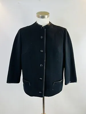 Vintage 50s 60s Butte Knit Wool Black Lurex 2 Pc Suit Top And Jacket • $26.99