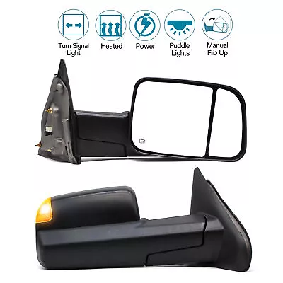 Pair Tow Mirrors Power Turn Signal Fits 2004 2005 2006 Dodge Ram 2500 3500 LH+RH • $129.52