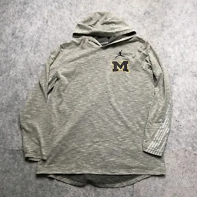 Nike Air Jordan Michigan Wolverines Hoodie Men Large L Gray Pullover Lightweight • $39.95