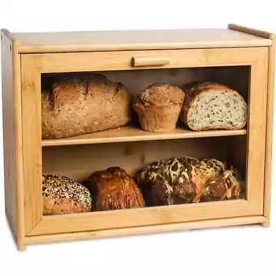 Laura's Green Kitchen Large Capacity Bamboo Bread Box • $34.99