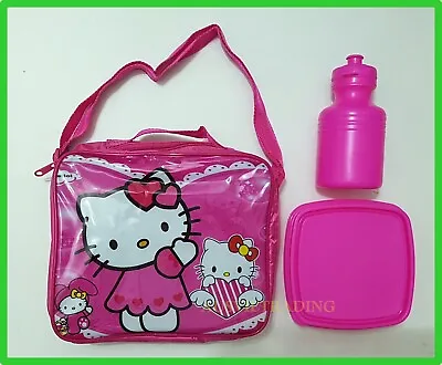Brandnew School Lunch Bag Hello Kitty Cartoon Girls Kids Children Lunchbox 3pc • $16.99