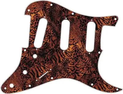 Stratocaster Strat Pickguard Custom Fender SSS 11 Hole Guitar Leopard Print Dark • $47.47