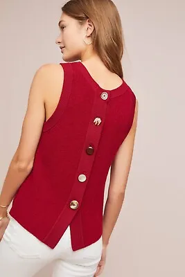 NWT Moth Anthropologie Red Buttoned Sleeveless Sweater Tank XL $88 • $49.99