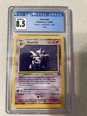 Pokémon TCG HOLO HAUNTER 1999 NM/Mint+ CGC 8.5 FOSSIL UNLIMITED 6/62 • $20.50