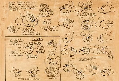 Mickey Mouse Model Sheet Print Poster Disney Sketch Drawing Reproduction • $29.99