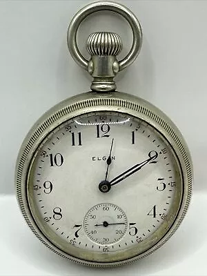 Vintage 1912 Elgin 326 Pocket Watch 18s 15j  Openface Silver Nickel Silver • $26