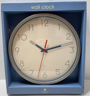 Michael Graves Analog 12  Wall Clock Blue White Perforated Arabic Numerals Satin • $44.99