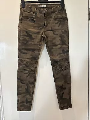 Zara Slim Fit Jeans Skinny Pants Camouflage Ankle Zip Zipped Pockets EU 38 UK 10 • £10